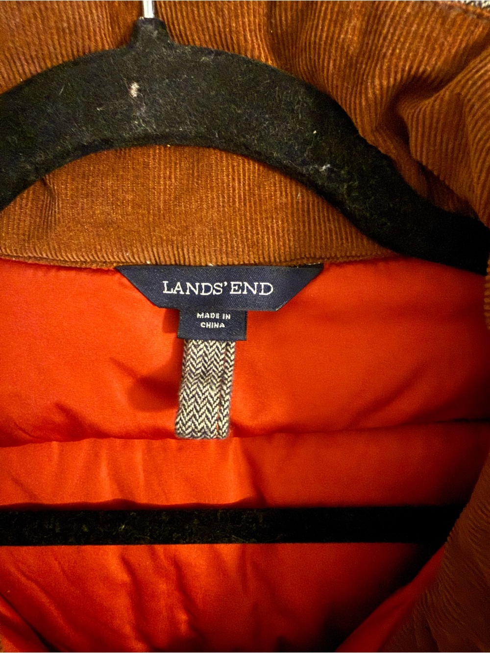 Lands' End Gray Quilted Vest with Orange Lining - Picture 2 of 6